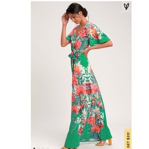 Lulus’s Still in Paradise Green Maxi Floral XL